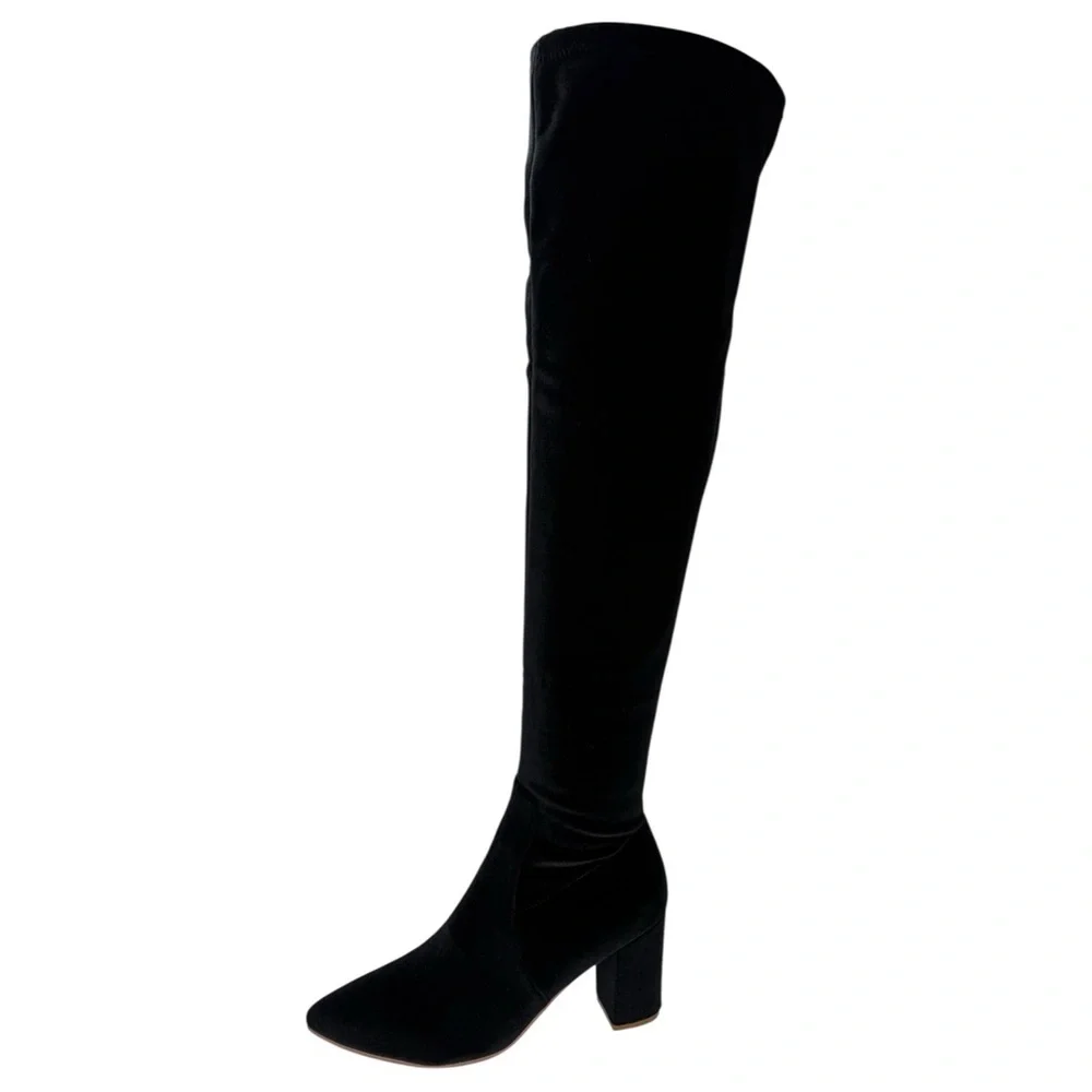 SMASH Shoes Malia Black Velvet Thigh High Womens Boots Size 10W